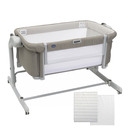 Chicco Next2Me Magic EVO łóżeczko dostawne, Desert Taupe + prześcieradła