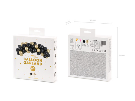 Girlanda balonowa - czarno-złota, 200cm (1 op. / 60 szt.)