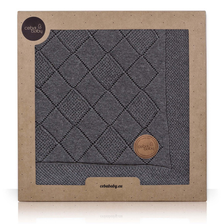 Kocyk dziany (90x90) w opakowaniu prezentowym Ryż grafitowy