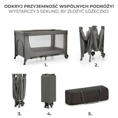 Kinderkraft Łóżeczko turystyczne 2w1 JOY 2 Dark Grey