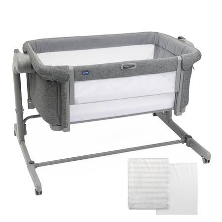 Chicco Next2Me Magic EVO łóżeczko dostawne, Dark Grey + prześcieradła