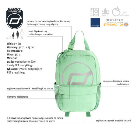 SCOOTANDRIDE Plecak na hulajnogę dla dzieci Kiwi