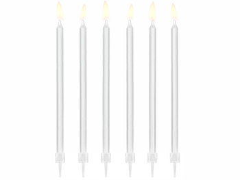 Świeczki urodzinowe gładkie, biały, 14cm (1 op. / 12 szt.)