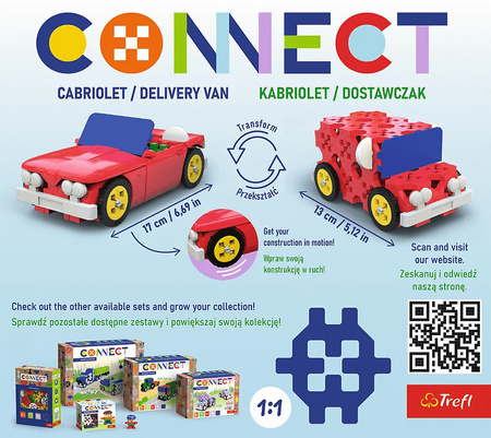 Zestaw klocków Connect 2w1: Kabriolet / Dostawczak