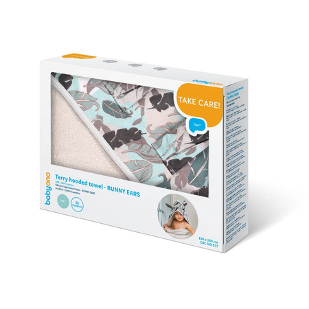 Babyono Okrycie kąpielowe frotte z uszkami BUNNY EARS 100x100 cm grey