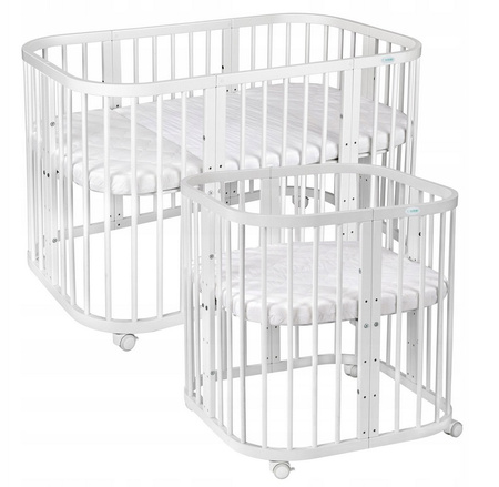 Waldin Łóżeczko 7w1 Białe z materacem