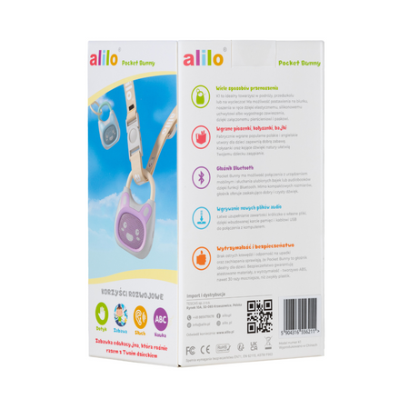 Alilo Odtwarzacz MP3 Pocket Bunny K1 fiolet+mięta
