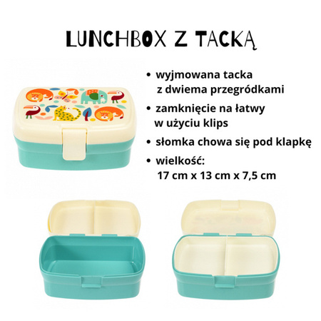 Rex London Zestaw do szkoły lunchbox i bidon ze słomką Dzikie zwierzęta