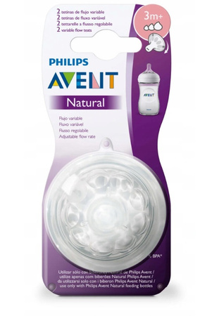 Avent Natural smoczek o regulowanym przepływie 3m+ 2 szt.