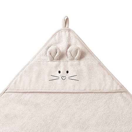 Babyono Okrycie kąpielowe bambusowe z kapturkiem 100x100cm jasny beż