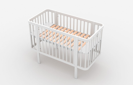 Skrzat Łóżeczko Klara z barierką i wyjmowanymi szczebelkami (120x60 cm) kolor BIAŁY