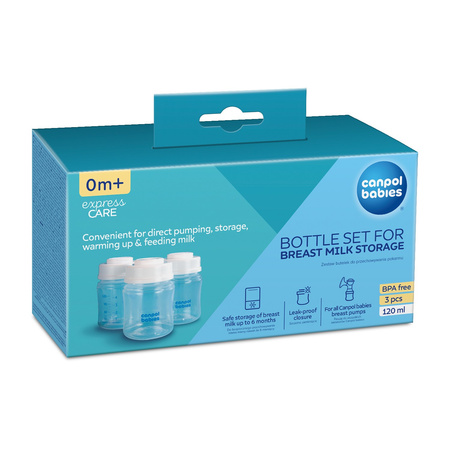 Canpol Babies Zestaw butelek do przechowywania pokarmu 3x120ml