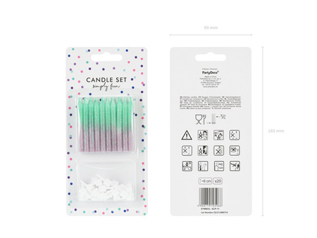 Świeczki urodzinowe ombre, 6cm (1 op. / 20 szt.)