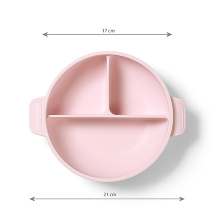 Babyono Silikonowy talerz z przyssawką i przykrywką Różowy