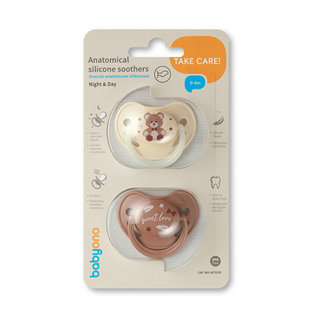 Babyono Smoczek anatomiczny silikonowe 0-6 m