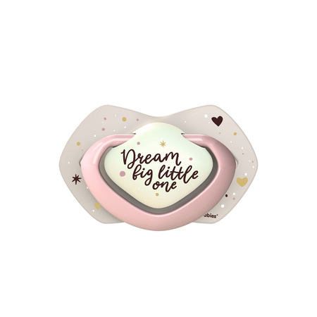 Canpol Babies Smoczek silikonowy Light touch 0-6m symetryczny świecący w ciemności Sleepy Koala 2 szt. Różowy