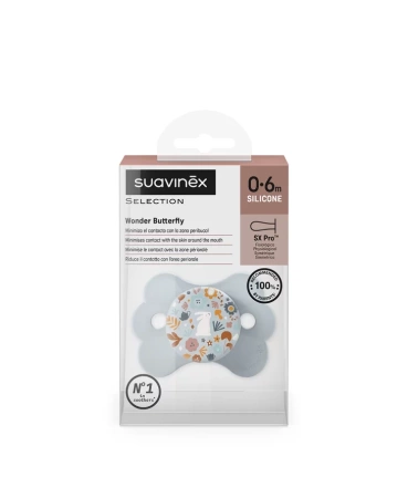 Suavinex Smoczek silikonowy fizjologiczny SX Pro Motylek 0-6m Niebieski