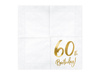 Serwetki 60th Birthday, biały, 33x33cm (1 op. / 20 szt.)