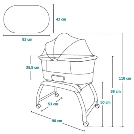 Lionelo Coral - łóżeczko, kołyska z funkcją wagi White