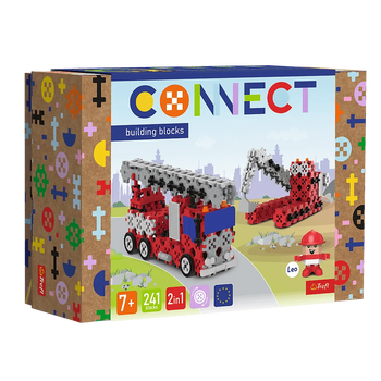 Zestaw klocków Connect 2w1: Straż Pożarna / Koparka gąsienicowa