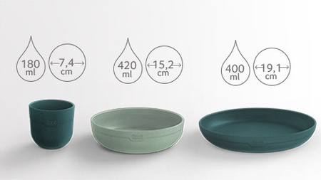 Zestawy naczyń z kubkiem Pistachio LOVI