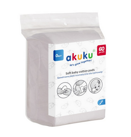 Akuku Płatki kosmetyczne dla niemowląt 60 szt.