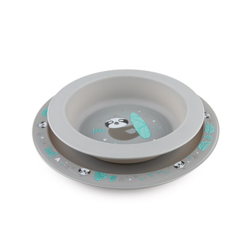 Canpol Babies Zestaw naczyń 2elem. EXOTIC ANIMALS Grey