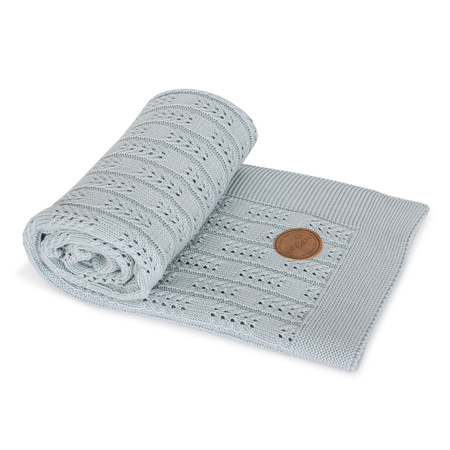 Kocyk dziany (90x90) Jodełka miętowy