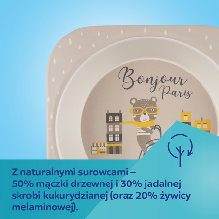 Canpol Babies Zestaw naczyń 5 elem. BONJOUR PARIS bordowy