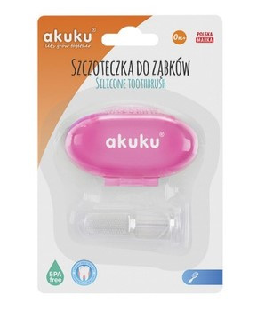 Silikonowa szczoteczka na palec Akuku A0265 Różowa