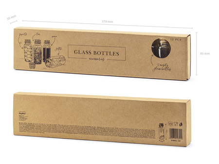 Buteleczki szklane z korkiem, 7,5cm (1 op. / 12 szt.)