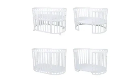 Waldin Owalne Łóżeczko 7w1 BIAŁE z materacem