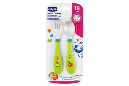 Chicco Metalowe sztućce dziecięce 18 m+