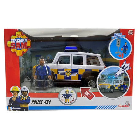 Simba Strażak Sam Jeep policyjny z figurką Malcolma