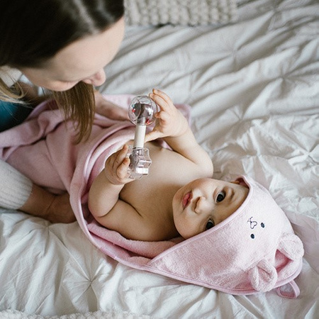 Babyono Okrycie kąpielowe bambusowe z kapturkiem 100x100 cm