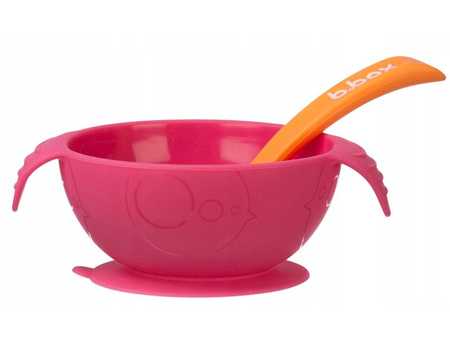 B.Box Silikonowa miseczka z przyssawką i łyżeczką Strawberry