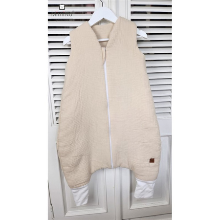 MimiNu Śpiworek do spania z nogawkami LETNI "S" Muślin Bawełniany Ciepły Beż