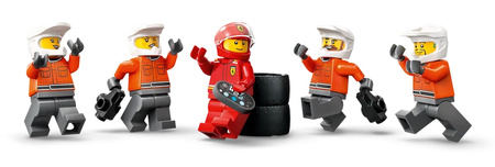 Lego 60443 City F1 Pit stop i mechanicy z bolidem Ferrari