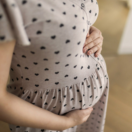 Eevi Koszula ciążowa Linda beżowa w serduszka M