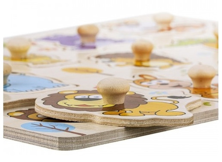 Akuku Drewniane Puzzle z pinezkami ,Zwierzęta