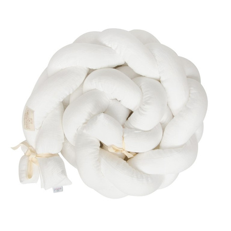 Babymatex Ochraniacz do łóżeczka Warkocz Muślin Biały dł. 200cm