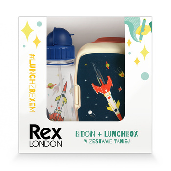 Rex London Zestaw  do szkoły lunchbox i bidon ze słomką Kosmos