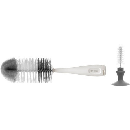 Szczotka do butelek i smoczków na przyssawce i chowaną mini szczoteczką