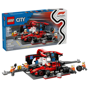 Lego 60443 City F1 Pit stop i mechanicy z bolidem Ferrari