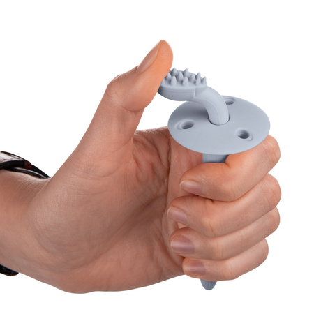 Canpol babies silikonowa szczoteczka - gryzaczek z ogranicznikiem, niebieska