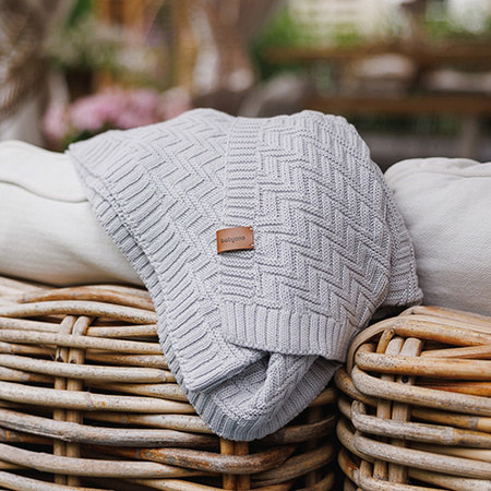 Babyono Kocyk dzianinowy bawełniany szary