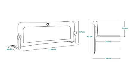 Lionelo Hanna Grey - barierka do łóżka