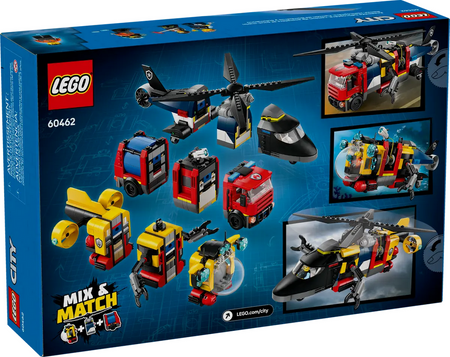 Lego 60462 City Zestaw z helikopterem, wozem strażackim i łodzią podwodną