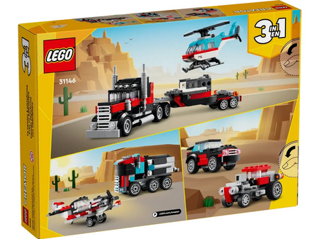 Lego 31146 Creator 3w1 Ciężarówka z platformą i helikopterem