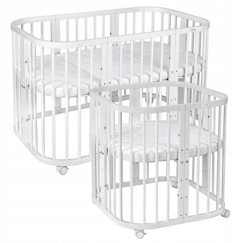 Waldin Łóżeczko 7w1 Białe z materacem